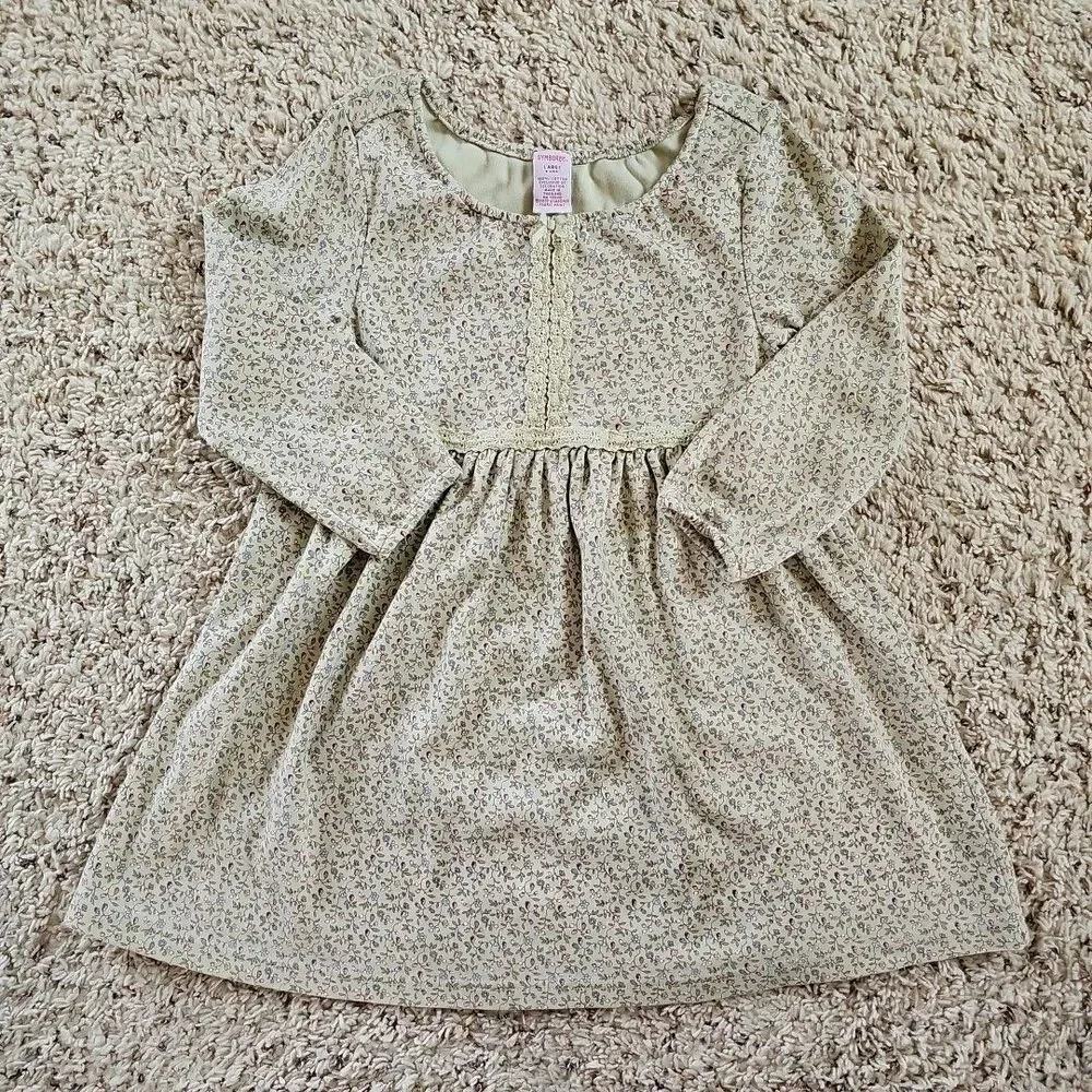 Vintage Gymboree Girls Cottage Floral Long Sleeve Dress Large 5 Yrs 2002 Cotton